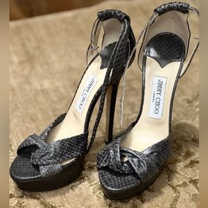 Jimmy Choo platform sandals LIKE NEW only worn once Size 39 charcoal snakeskin